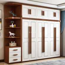 橡木衣柜实木地中海风格衣柜六门卧室现代实木衣柜家用卧室出租房