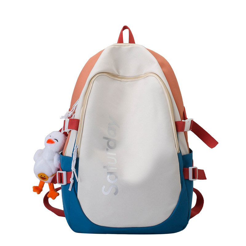 Korean Style High School Backpack Girl Junior High School Student Burden Reduction Spine Protection Backpack Ins Campus University Middle School Student Schoolbag Female