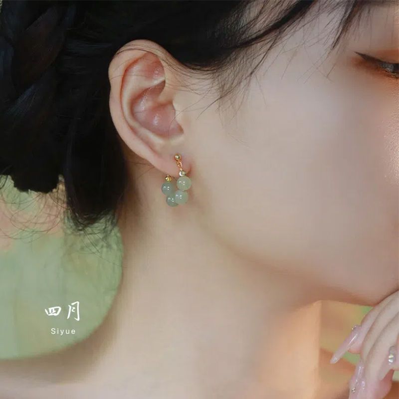 Qingqing Ziqi Gentle Dignified Ear Clips Non-Pierced Female Mosquito Coil Antique Earrings Chinese Style Earrings Ear Studs