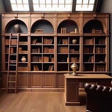 美式乡村复古拱形书房书橱书柜组合 北欧实木客厅置物架展示柜