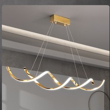意式轻奢餐厅吊灯现代创意艺术长饭餐桌极简约设计感线条吧台灯具