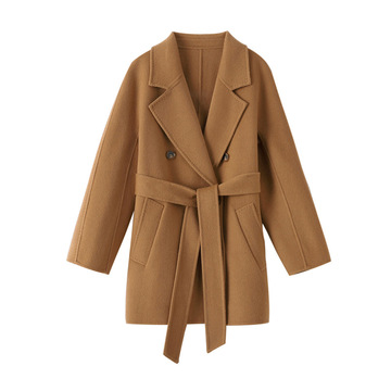 高端801中长款纯山羊绒大衣女双面呢子外套白领max家款西装领风衣-阿