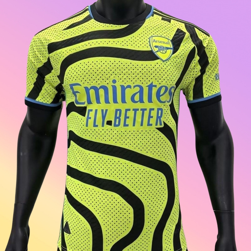 23-24款荧光绿阿森纳客场球衣球员版足球运动服短袖上衣训练服批