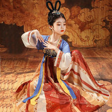 汉服女童秋季薄款长袖中国风超仙儿童汉服古装敦煌公主襦裙演出服