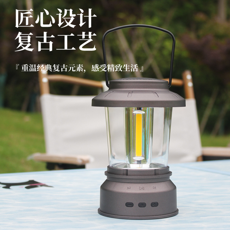 新款户外露营灯蓝牙音箱照明装饰充电帐篷灯野营复古手提马灯