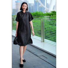 复古连衣裙气质显瘦2023新款黑色赫本风高级感改良旗袍中式裙子女