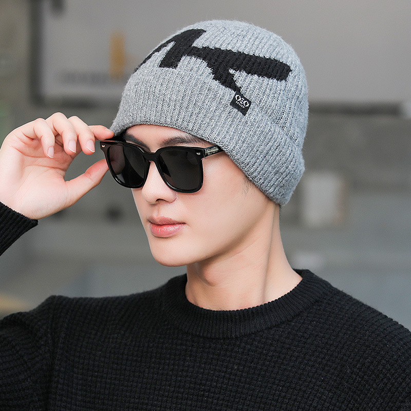 帽子男冬季针织帽潮骑行防寒冷帽护耳加厚保暖加绒棉毛线帽-阿里巴巴