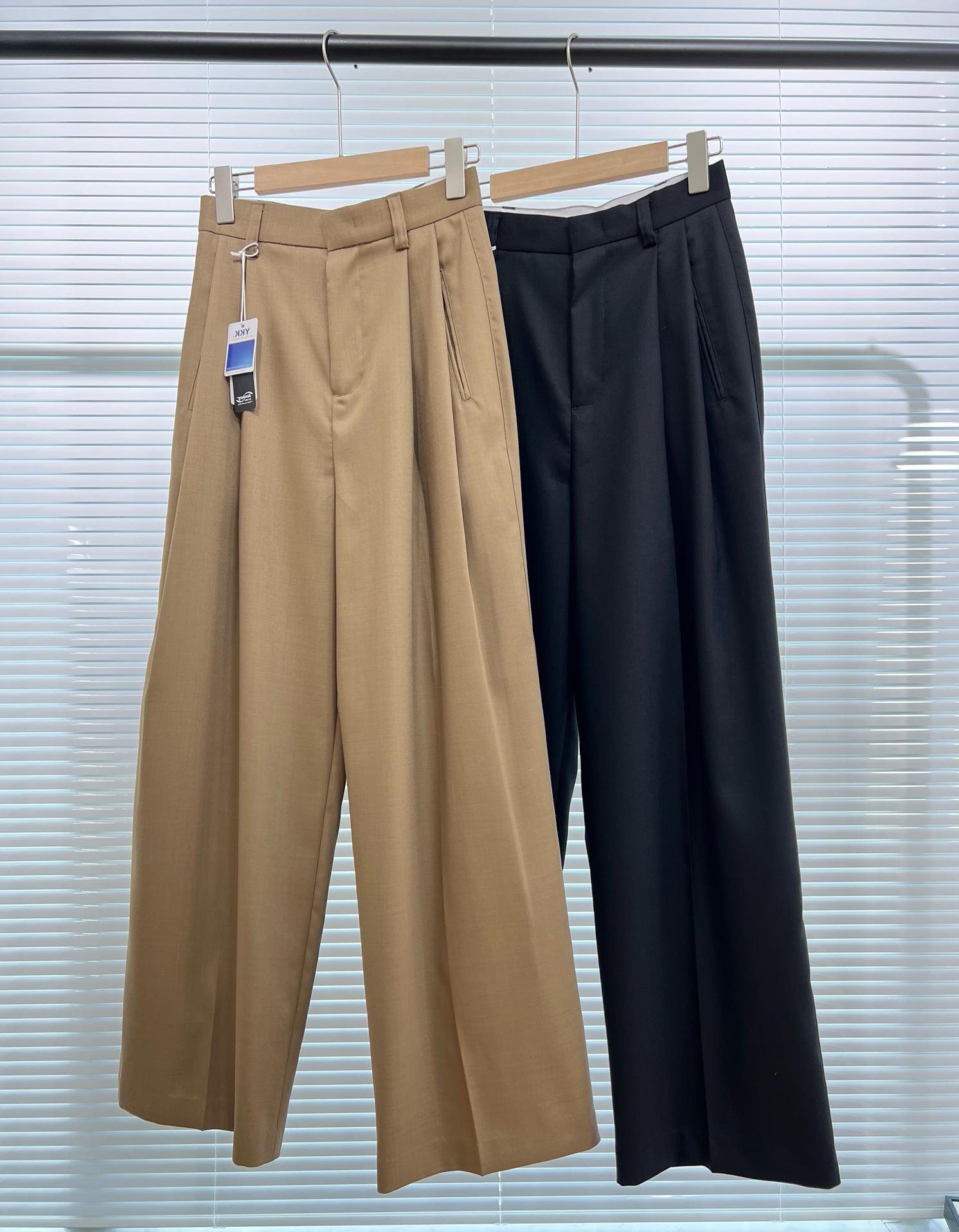 niu zi 日本宾霸里衬精纺羊毛显瘦阔腿西裤女休闲拖地长裤春-阿里巴巴