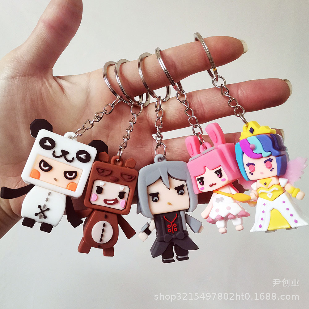 pvc卡通立体公仔迷你世界钥匙扣挂件 可爱书包挂饰创意情侣钥匙链