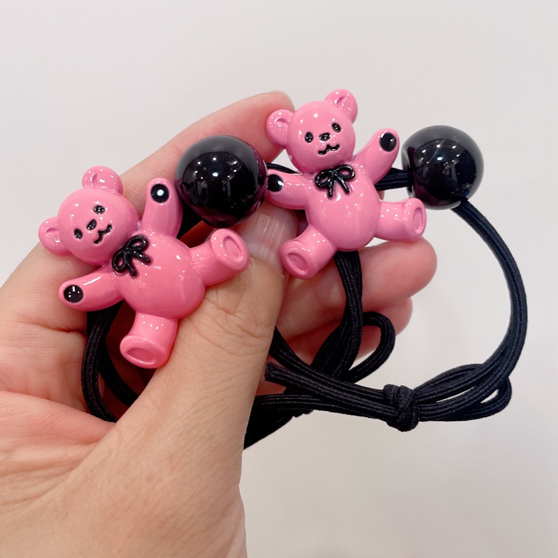 高弹力粉色系小熊发圈少女马尾绑头发扎头绳不伤发发绳橡皮筋女