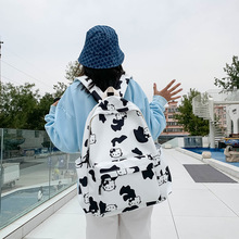 新款双肩包女可爱猫咪卡通印花大容量书包韩版原宿校园风学生背包