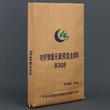 纸塑复合袋定 制加厚对虾预混合饲料包装袋彩印牛皮纸50kg编织袋