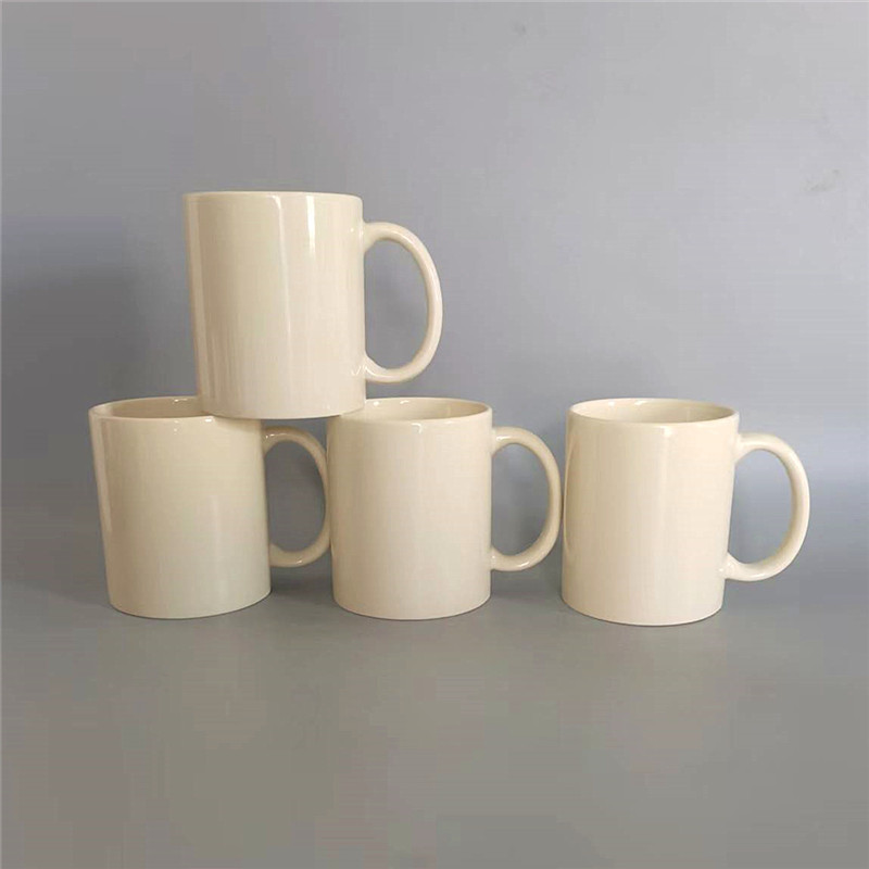 Straight Beige Ceramic Water Cup Ceramic Cup Large Capacity Mug Coffee Shop Cartoon Creative Glass Heat-Resistant
