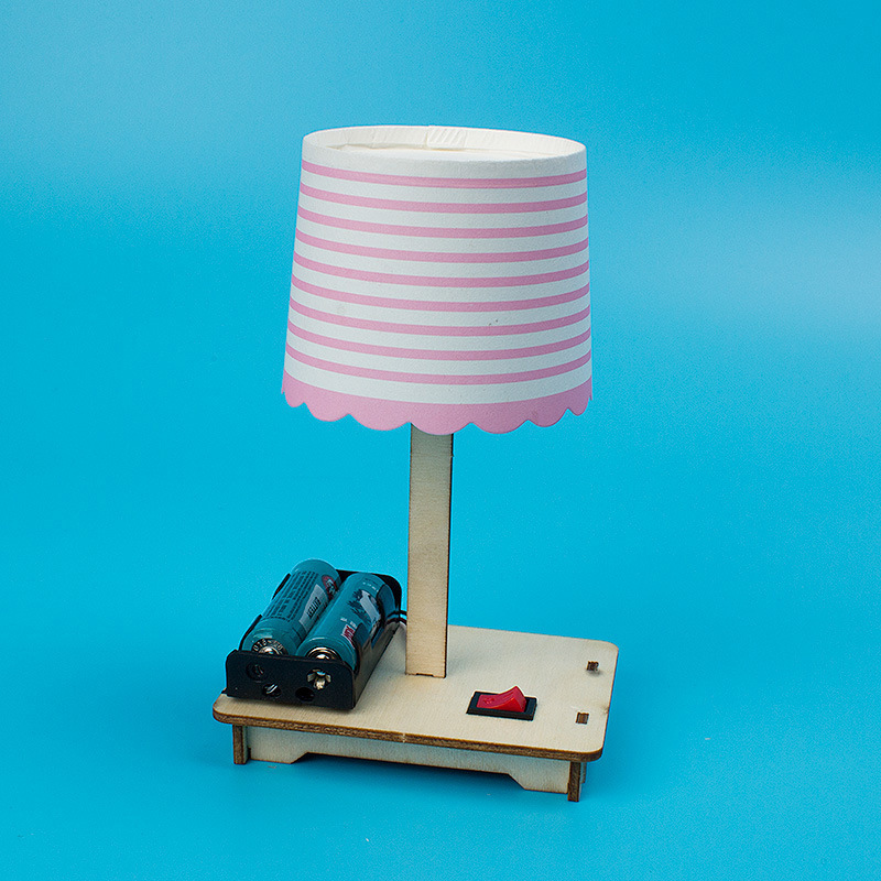 Homemade Colorful Wooden Table Lamp DIY Handmade Creative Children's Kindergarten Technology Small Invention
