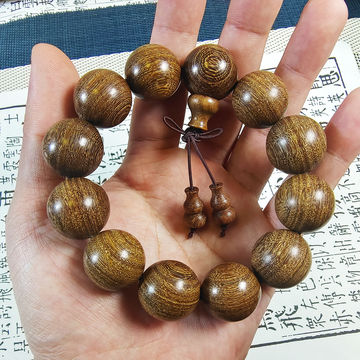 天然金丝檀木手串女檀木佛珠学生盘玩情侣文玩正品手链男单圈念珠