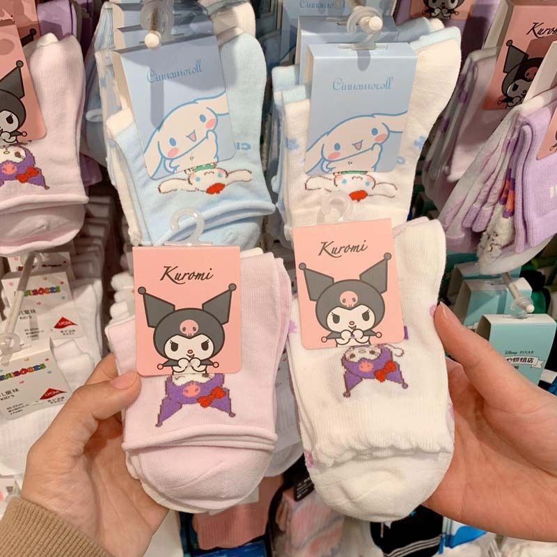 Sanrio Socks Women's Korean Style Sweet Japanese Cartoon Cute Mid-Calf Length Ins All-Match Clow M Cinnamon Dog Socks