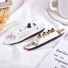 泰坦尼克号新款模型地中海树脂船多层邮轮景观船造型家居创意摆件