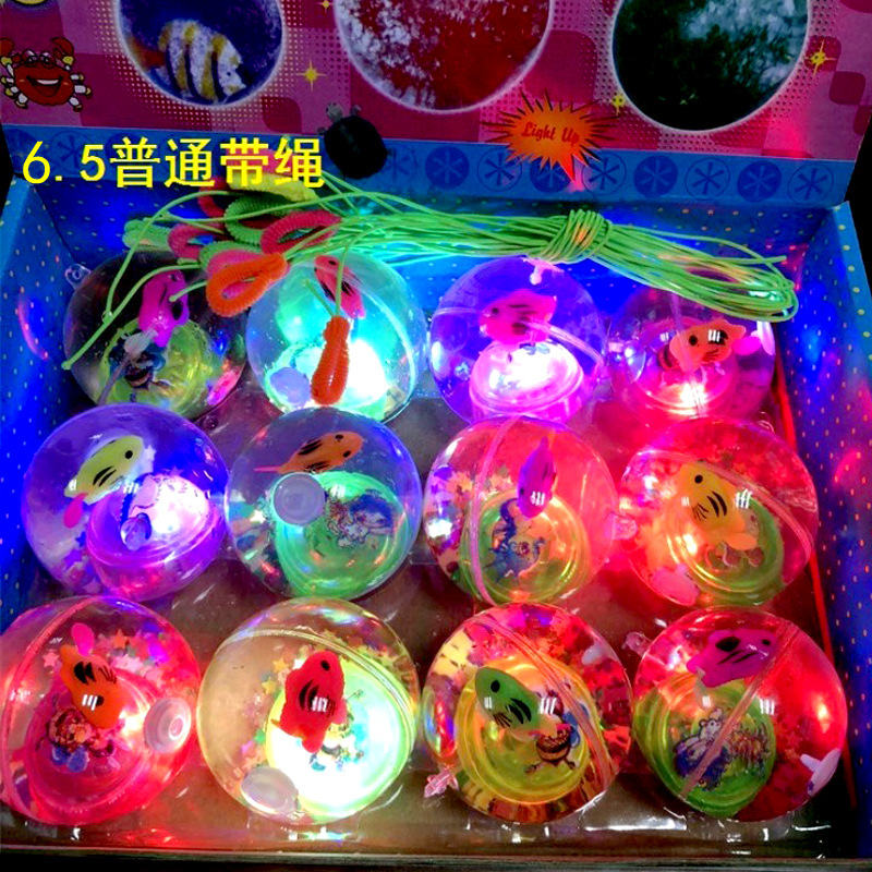 Luminous Ball Elastic Ball with Rope Flash Crystal Ball Jumping Ball Luminous Children's Toys Stall Supply Wholesale Factory