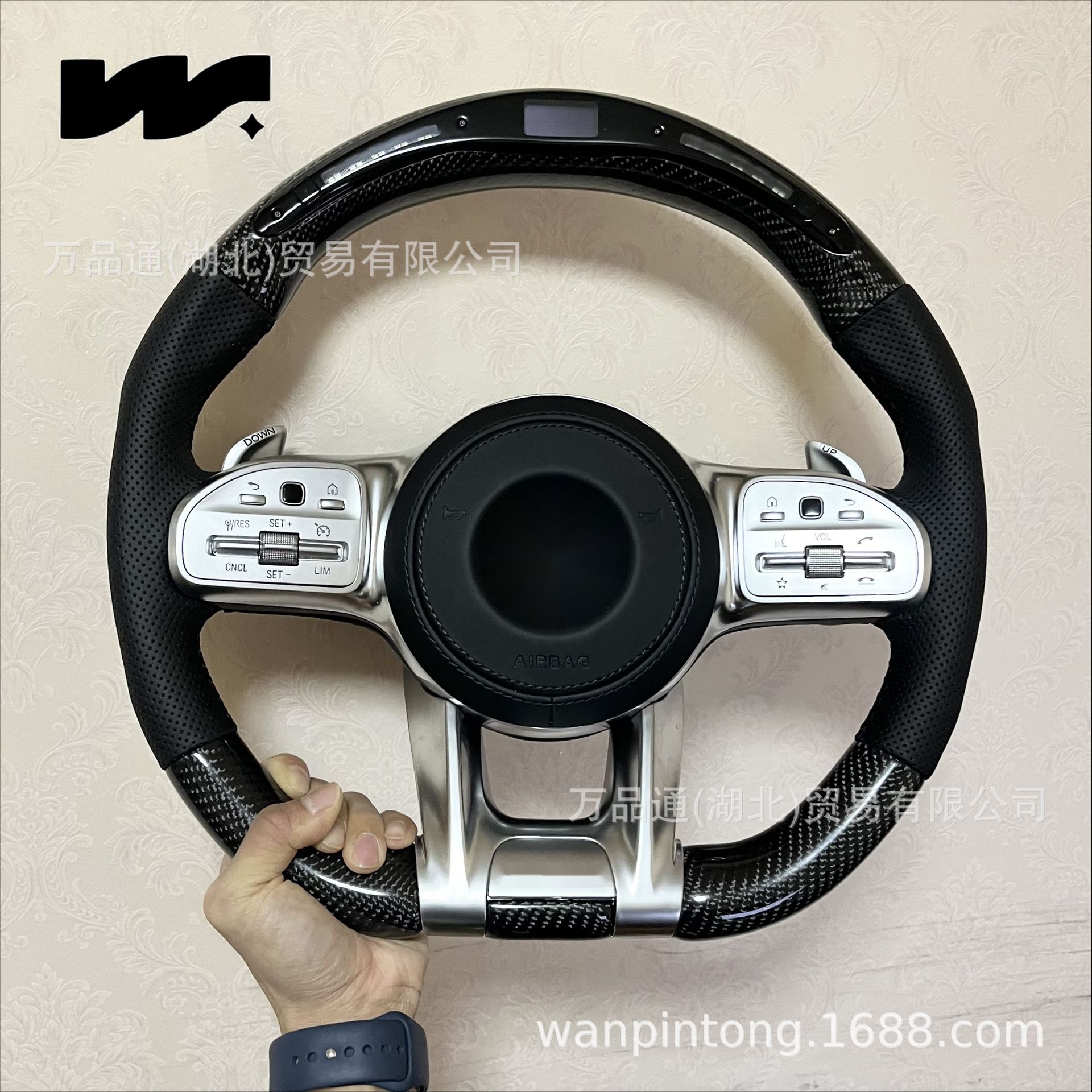 适用奔驰老款改装新款amg真皮碳纤维方向盘aecsg级glc260gleclsgt