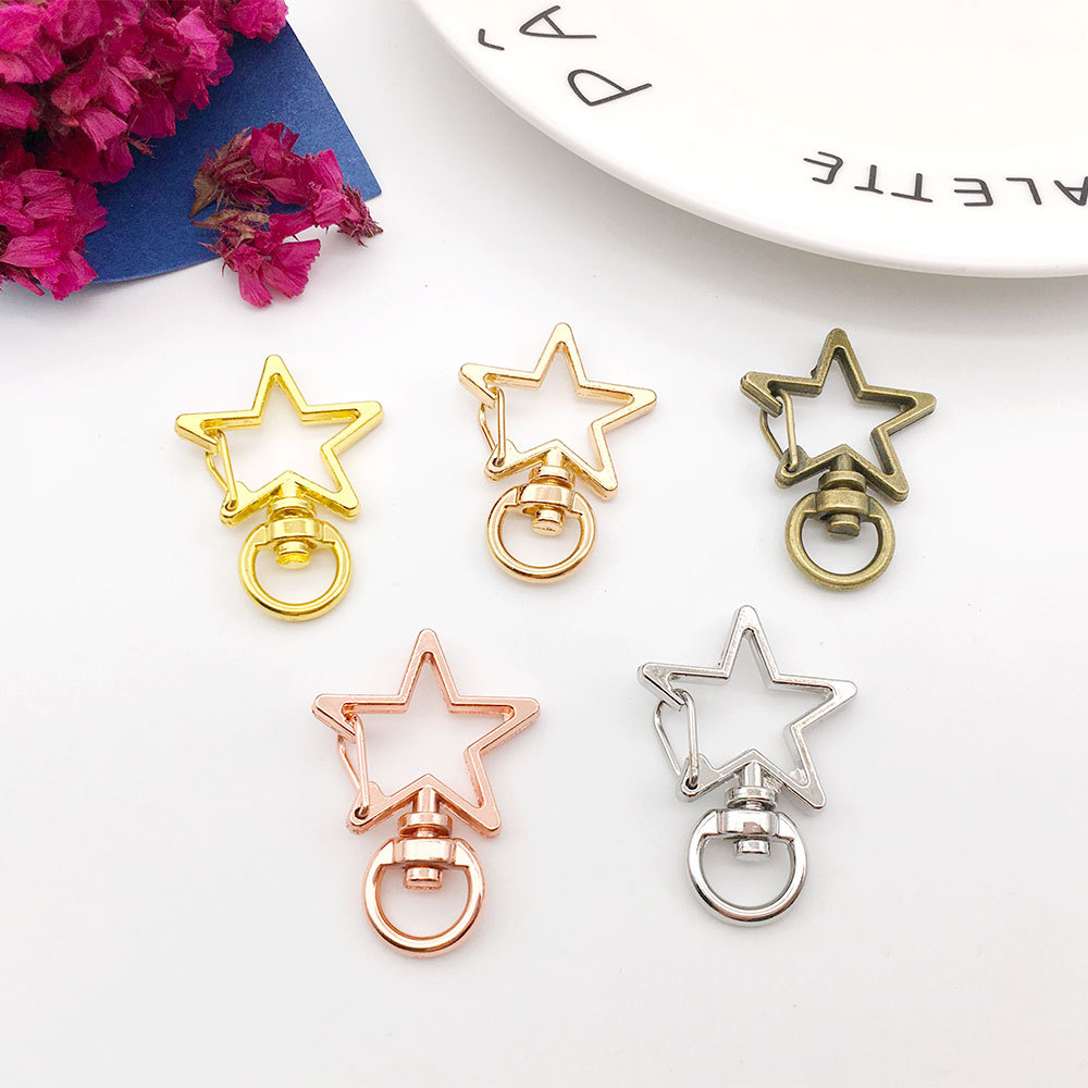 1 Keychain Plum Blossom Cloud Five-Pointed Star Snap Hook Moon-Shaped Hooks Five-Color DIY Phone Keychain Pendant