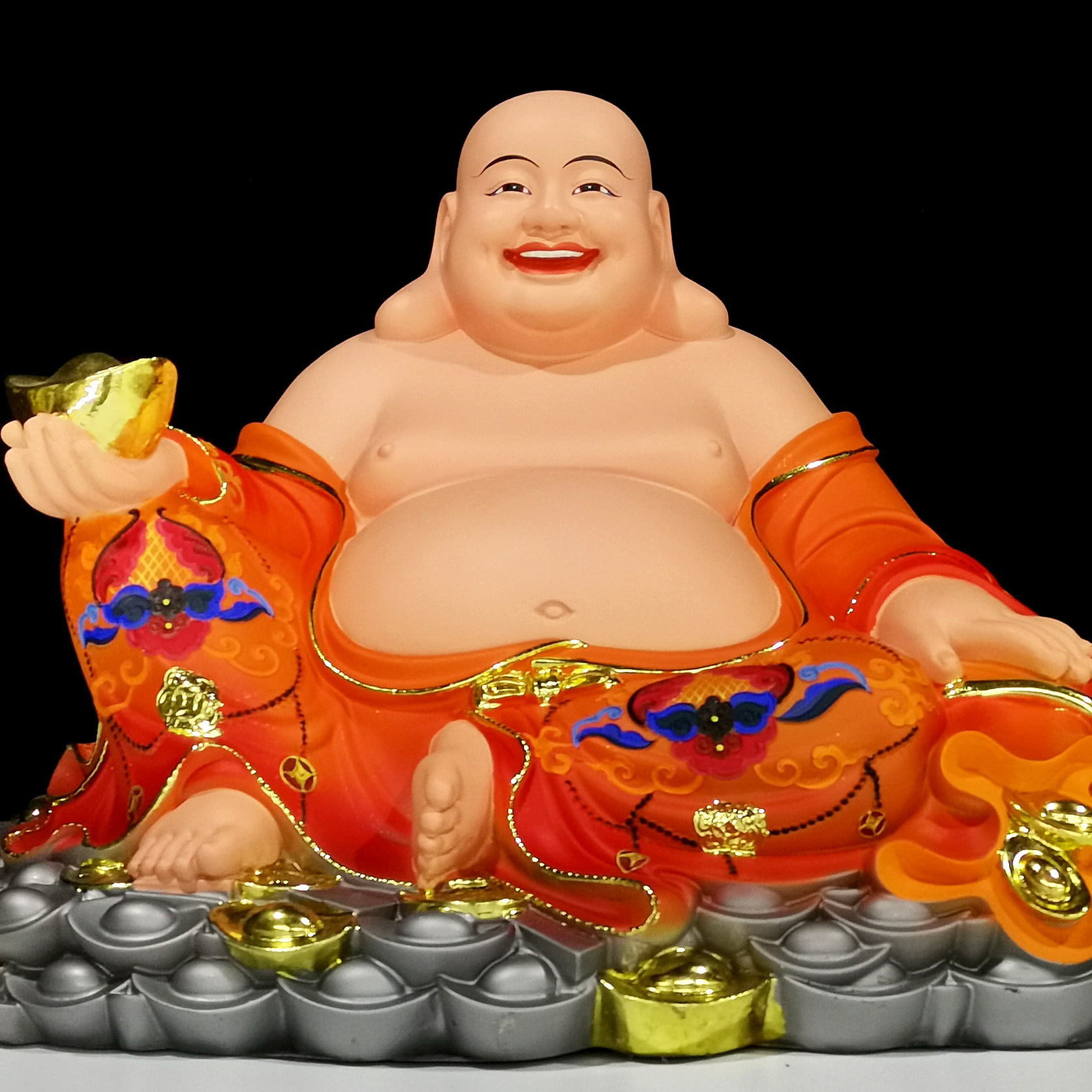 树脂家用弥勒佛佛像摆件12寸16寸19寸元宝大肚笑佛居家供客厅摆放