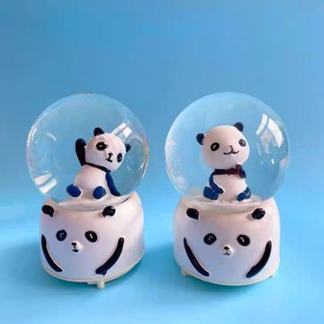 可爱卡通熊猫发光水晶球公仔儿童玩具生日礼物礼品送男女孩雪花球-阿