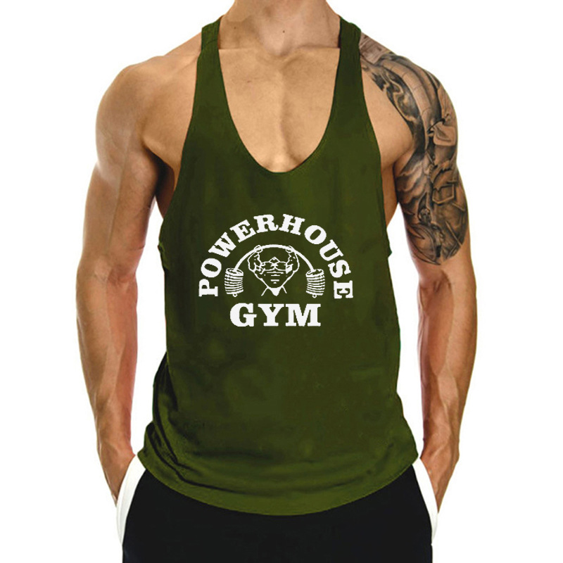 New Men's Sports Vest Loose Running Training Muscle Sleeveless T-shirt Custom Logo I-Shaped Fitness Vest