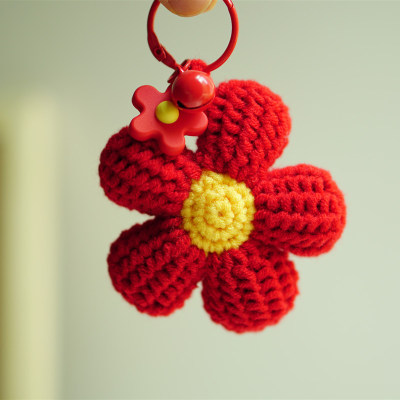 送你一朵小红花毛线钩针编织立体花挂件材料包自制创意手工