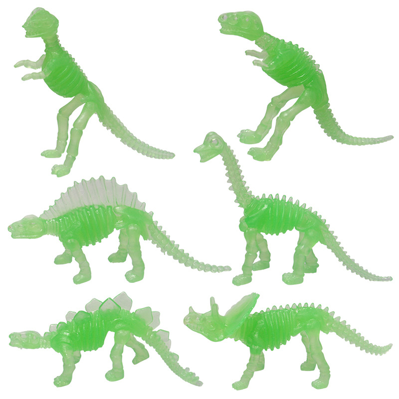 专供外贸(散批考古夜光恐龙骨架仿真恐龙模型6款挖掘恐龙骨头玩具