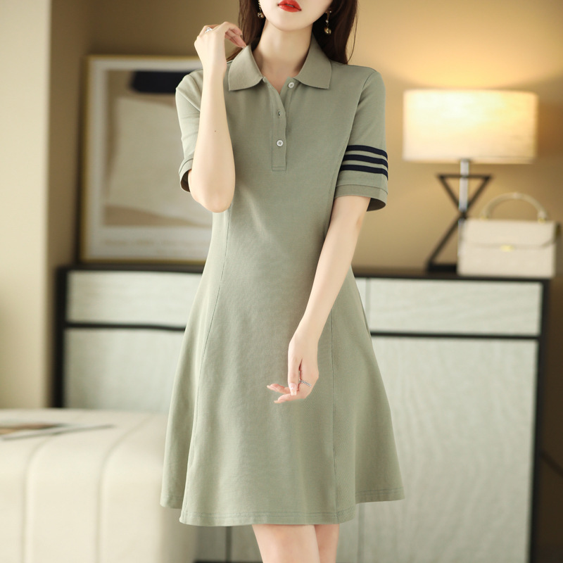 New Summer Polo Dress Slimming Mid-Length T-shirt Skirt Printable Logo Work Clothes Women's Overalls Staff Uniform Women Clothes