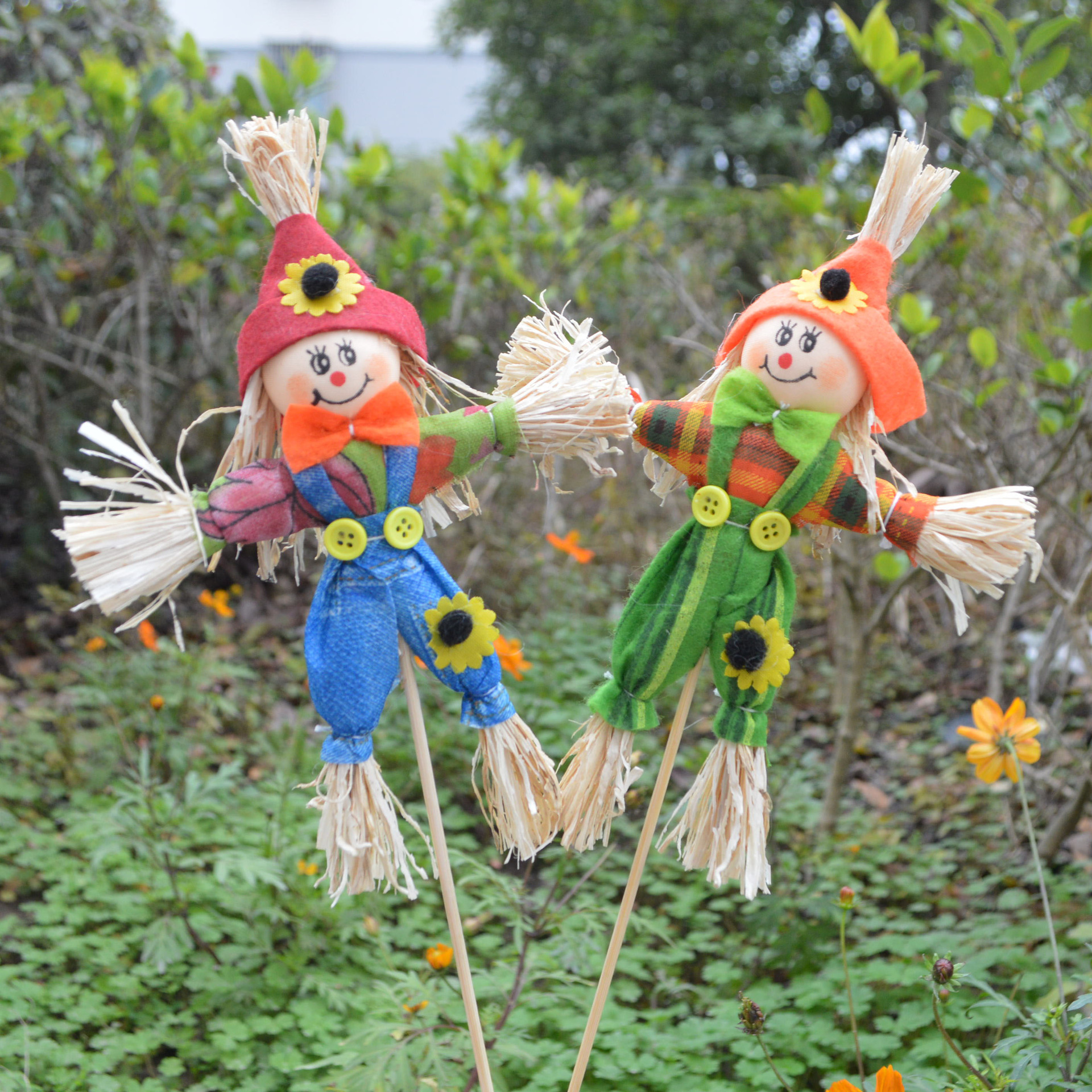 稻草编织小工艺品手工作品稻草娃娃幼儿园站立稻草人摆件南瓜道具