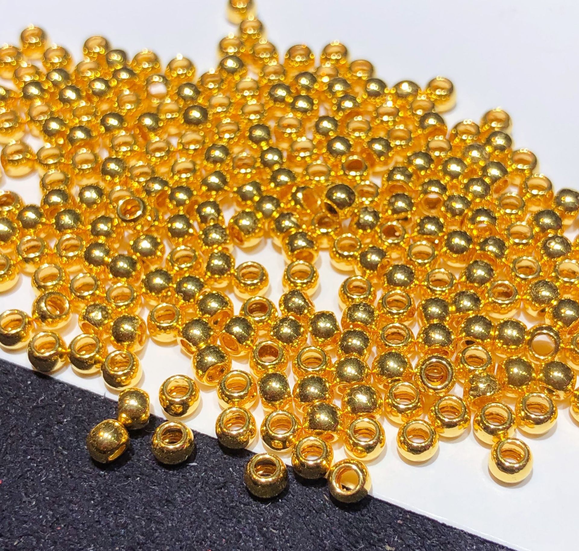 黄金金珠3d硬金足金小金珠黄金转运珠亮面散珠配珠金豆豆转运珠