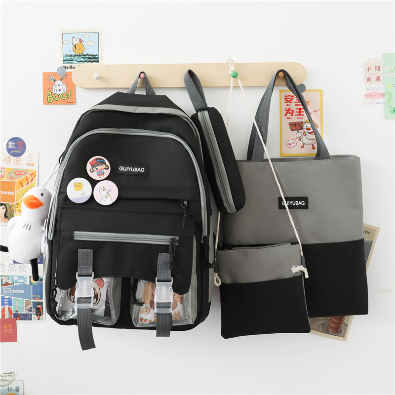 2022 Summer New College Students Bag Korean Style Casual Contrast Color Set Backpack Outdoor Travel Computer Backpack