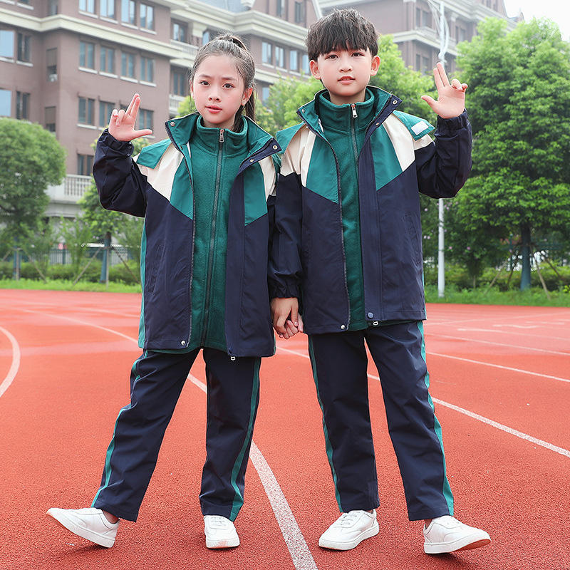 小学生校服冲锋衣三件套秋冬款儿童学院风班服幼儿园园服冬季套装