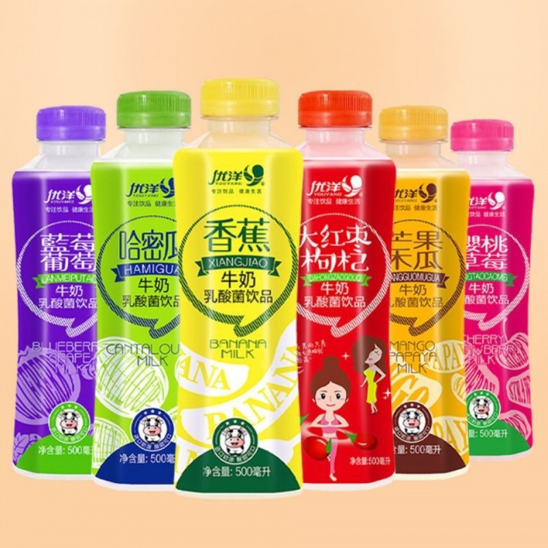 优洋香蕉牛奶/奶糖莓/樱桃莓/蓝莓/奶糖原味乳酸菌饮品