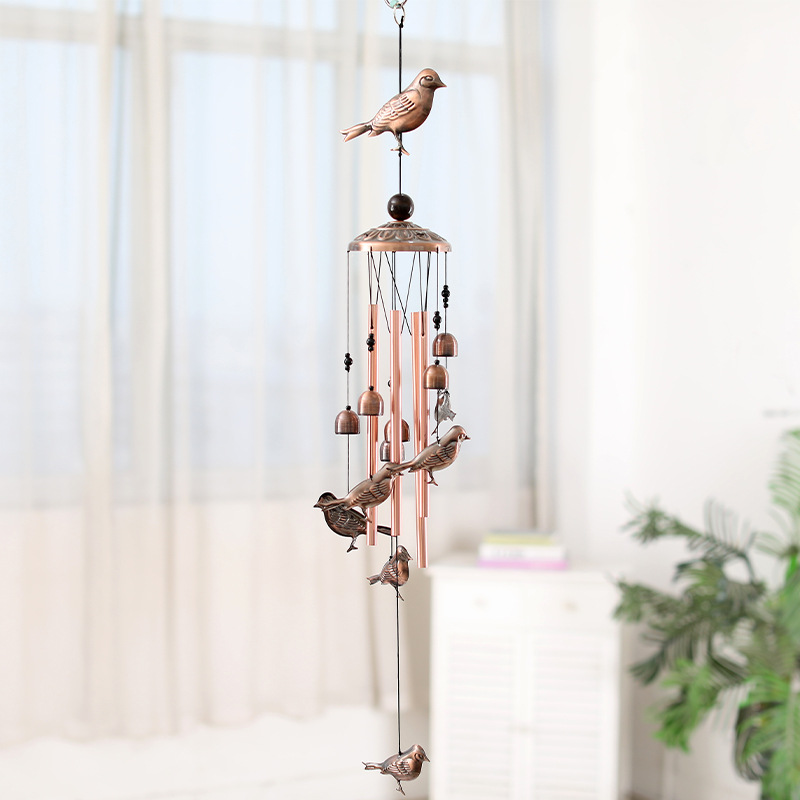 European and American Retro Metal Butterfly Turtle Horse Iron Wind Chimes Home Courtyard Copper Outdoor Skirt Hanging Decoration Owl Animal