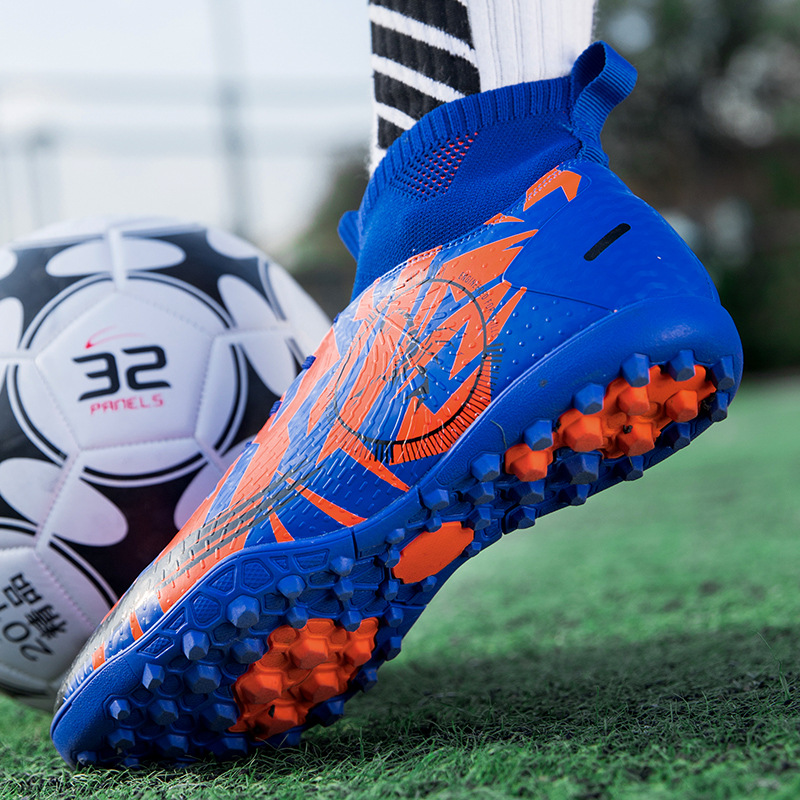 跨境防滑耐磨国际站运动鞋高帮足球碎钉鞋比赛训练足球鞋亚马逊