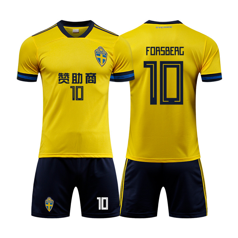 欧洲杯瑞典队球衣2020赛季足球服主场伊布拉希莫维奇足球服套装男