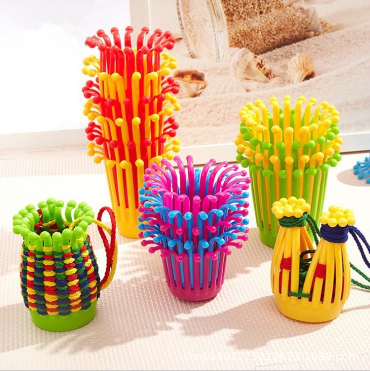 巧手花篮儿童塑料早教玩具手工课件穿线穿绳编织花篮幼儿创意