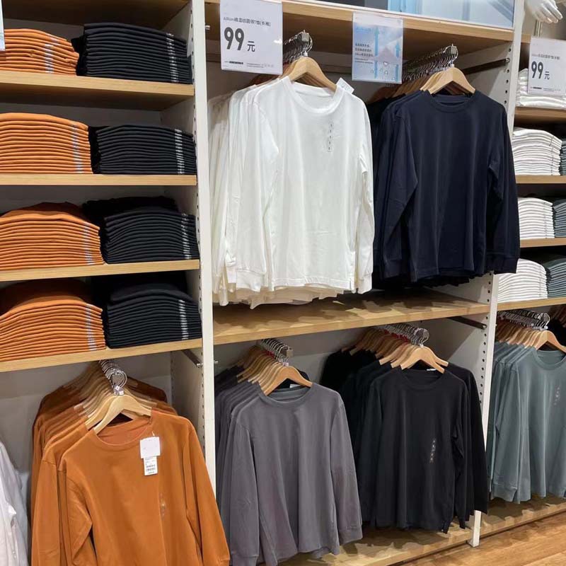 试衣间棉混纺圆领t恤长袖棉质上衣打底男女情侣装440523
