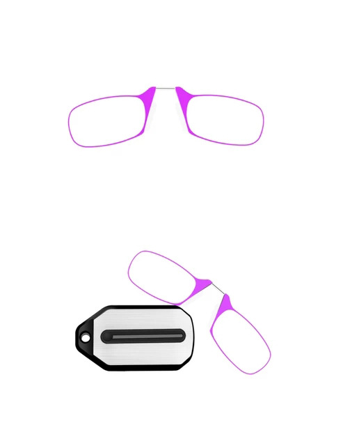 Factory Direct Supply Cross-Border Pc Clamp Nose Old Soft Silicone Thin Reading Glasses Keychain Light and Portable Reading Glasses