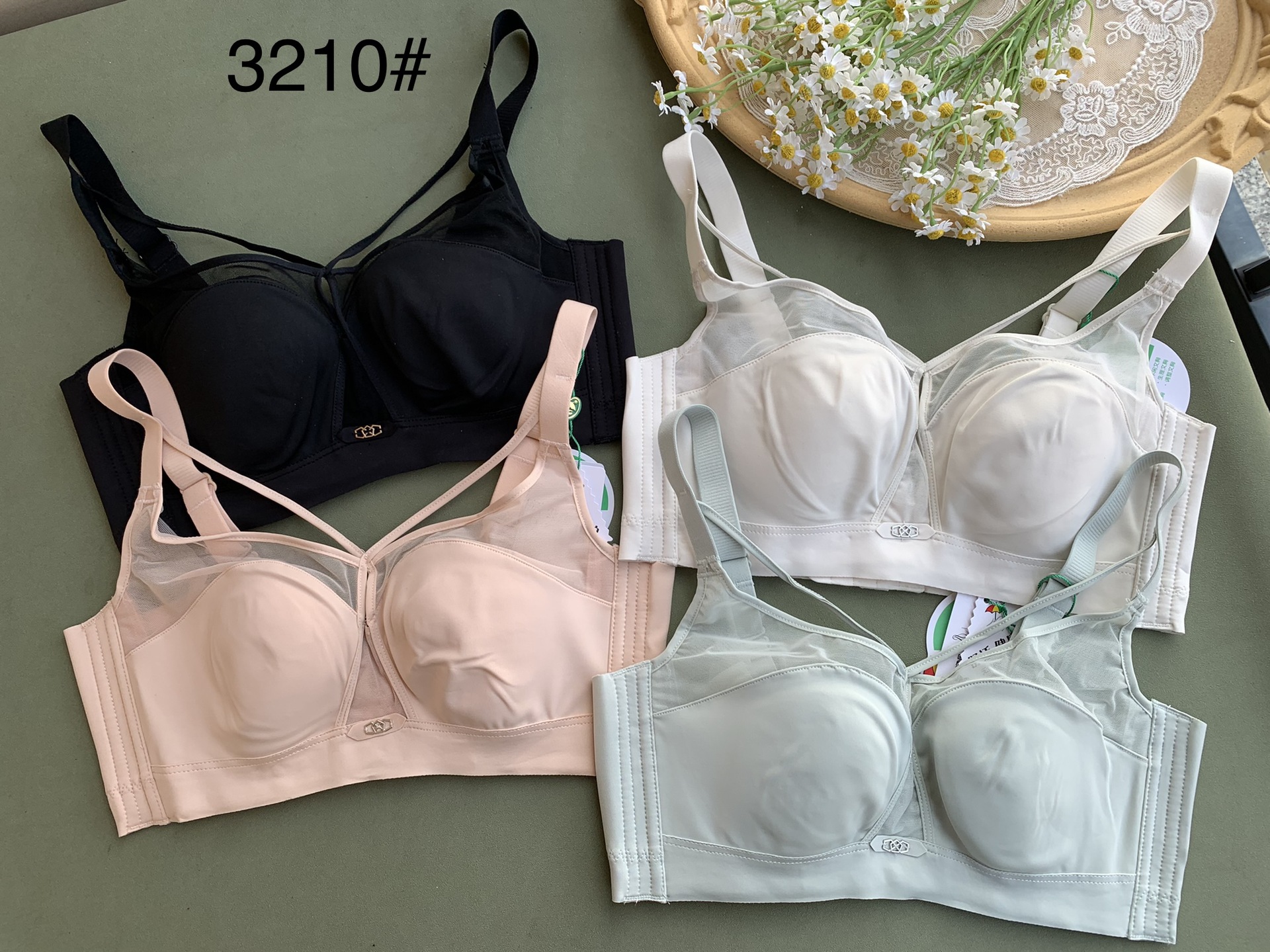 3210记忆钢圈抹胸设计防走光芒果薄b杯1cm文胸聚拢调整库存有吊牌