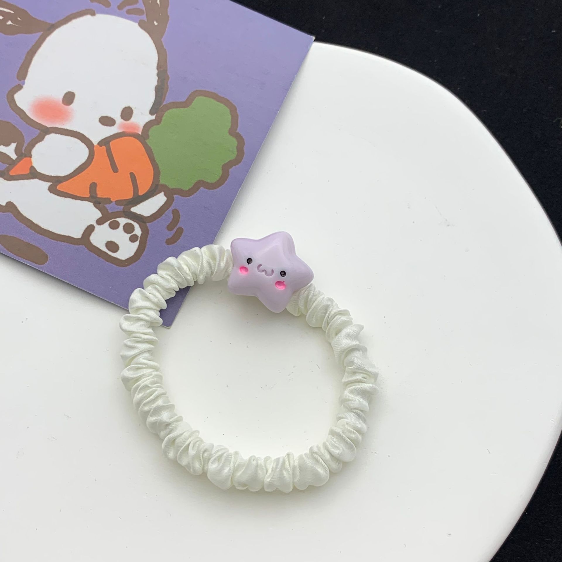 Cute Smiley XINGX Hair Ring Ins Soft and Cute Girl Five-Pointed Star Cartoon Hair Rope Sweet Ponytail Small Intestine Ring Hair Accessories