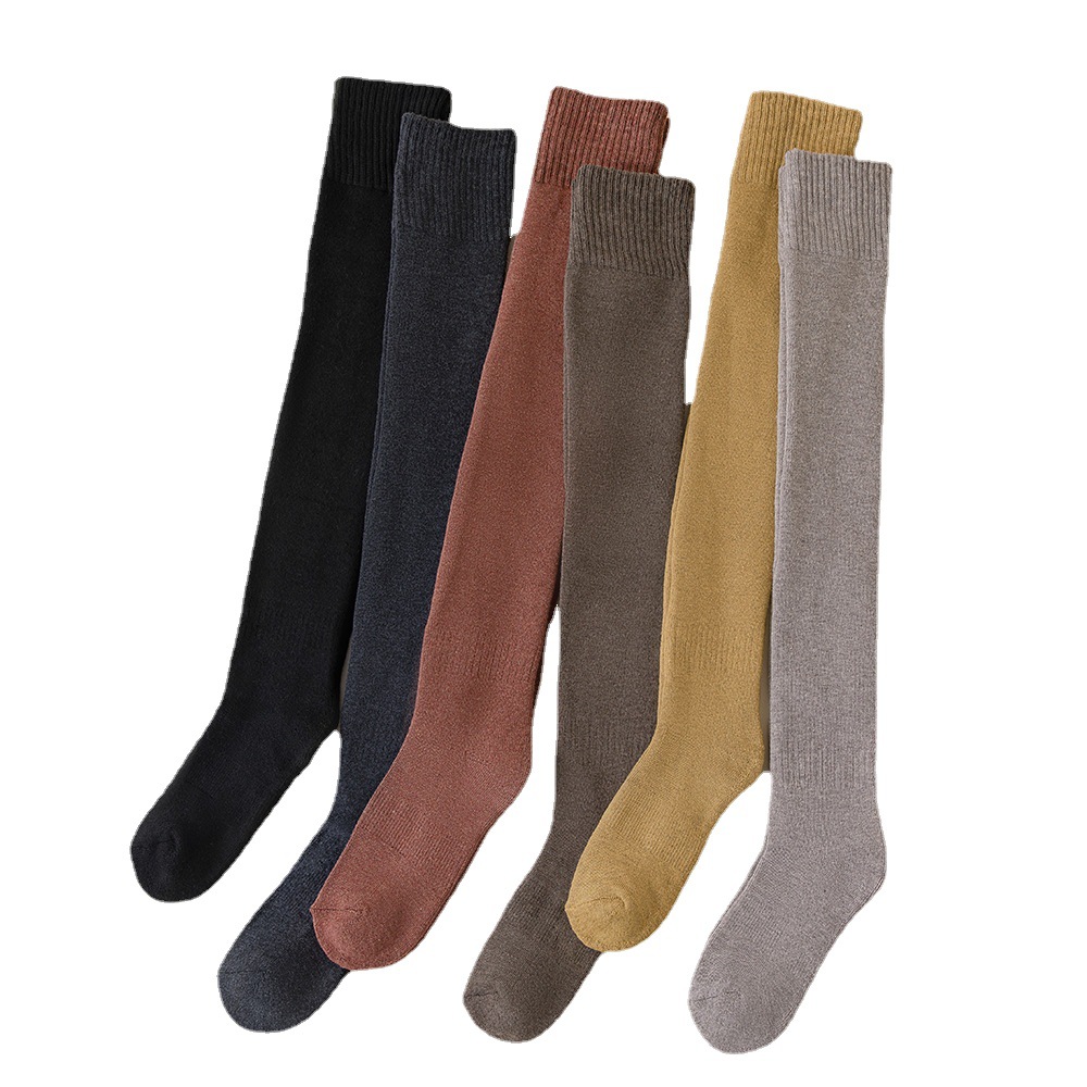 Women's Socks Thickened Winter Terry Knee High over-the-Knee Socks Warm Autumn and Winter Black Long Socks over the Knee Confinement Socks Wholesale