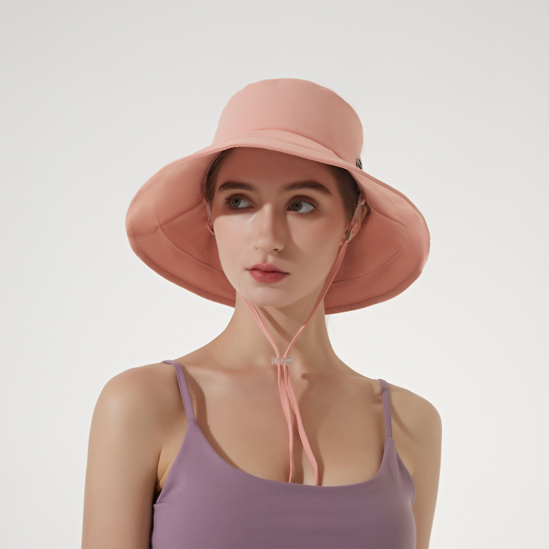 Summer Women's Outdoor Sun Hat Ponytail Hole Bucket Hat Sun-Proof Face Cover Sun Hat Breathable and Uv-Resistant Bucket Hat