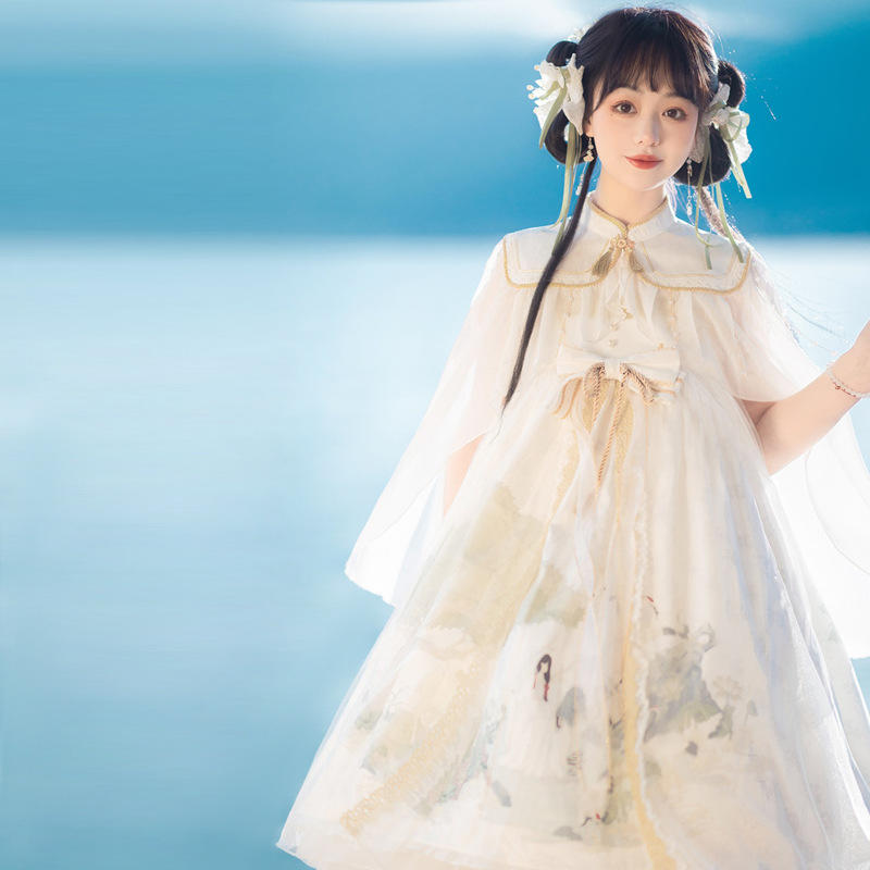 女装定制连衣裙 洛丽塔神明少女jsk中华风汉元素洛丽塔吊带裙套装