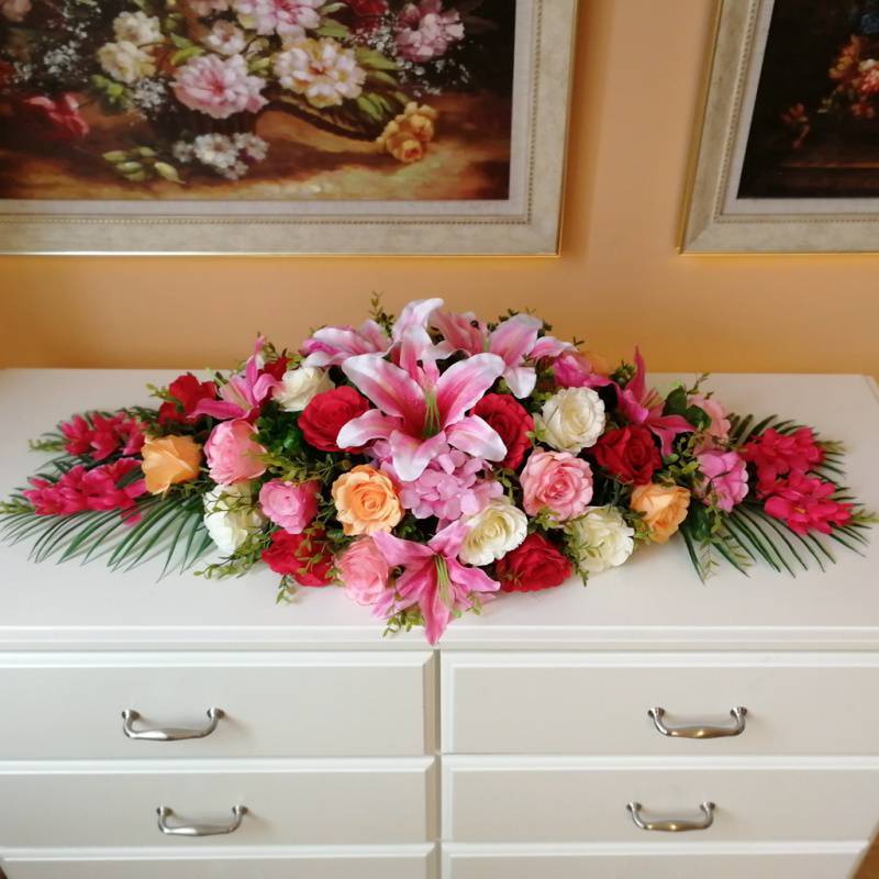 仿真花绢花会议桌花办公桌台花台前台摆放台花假花签约插花艺