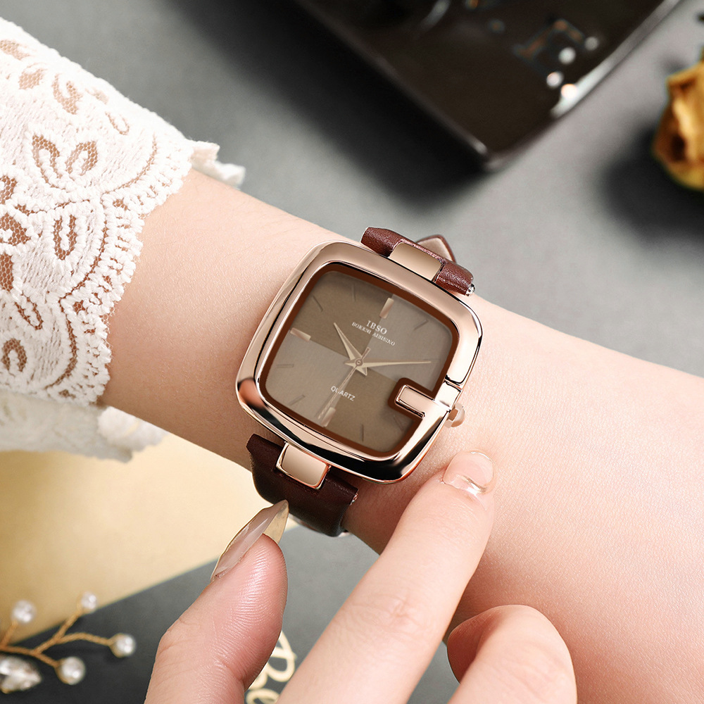 Ibso Watch Factory Color Matching Graceful and Fashionable Square Plate Women's Quartz Watch Source Factory