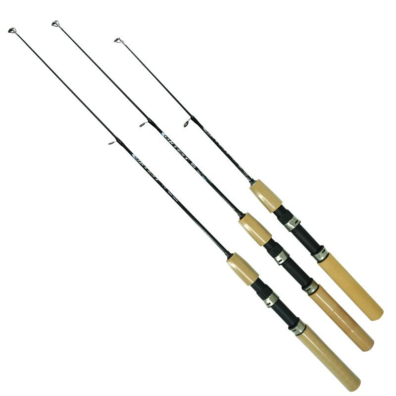 六子渔具冰钓竿便携式冬钓插节竿虾竿实心超短迷你钓鱼竿厂家批发