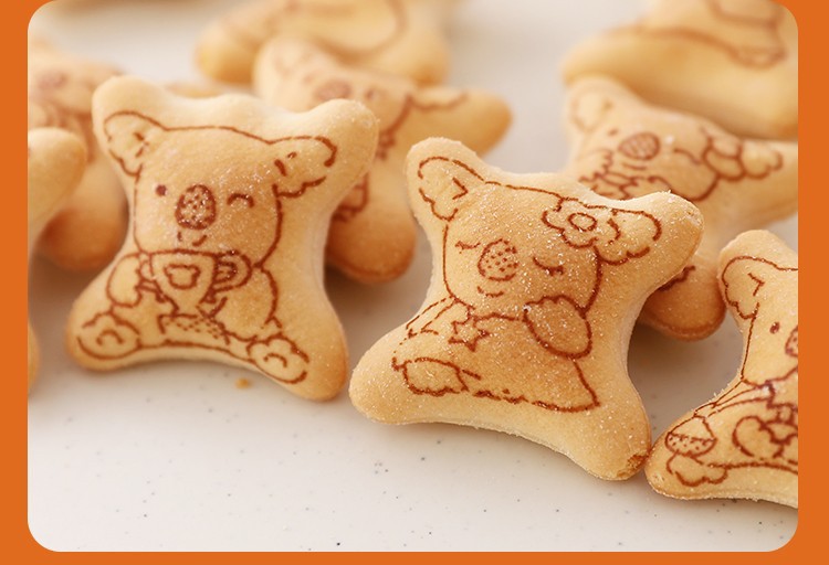 泰国lotte乐天小熊饼干巧克力牛奶味儿童卡通印花零食夹心饼干37g